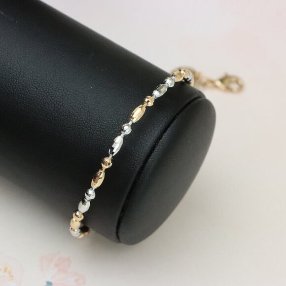 "Dual-Tone Beaded Rose Gold & Silver Bracelet with Adjustable Fit, XPBL0777 - Picture 10 of 12